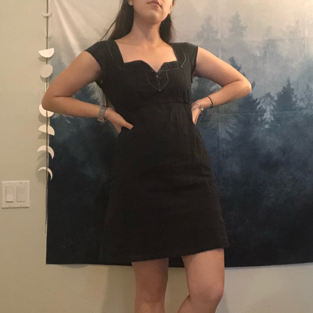 Navy oragami stitch dress